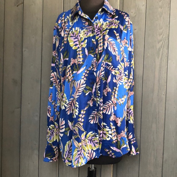 Free People Floral Print Split-Hem Blouse - Picture 2 of 8